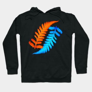 Electric Blue and Fiery Orange Japanese Painted Ferns Hoodie